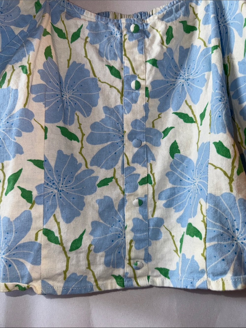 WWW Blue Floral Puff-Sleeve Square-Neck Top - Women - Picture 2 of 4